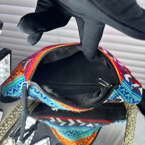 Bohemian Fanny Pack Aztect Tribal Pattern Zip Closure Festival Stash Belt Bag - Picture 8 of 8